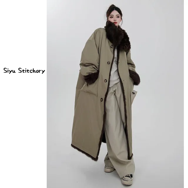 【思语】“烈酒” CC25608 新款宽松阔版皮草长款派克服