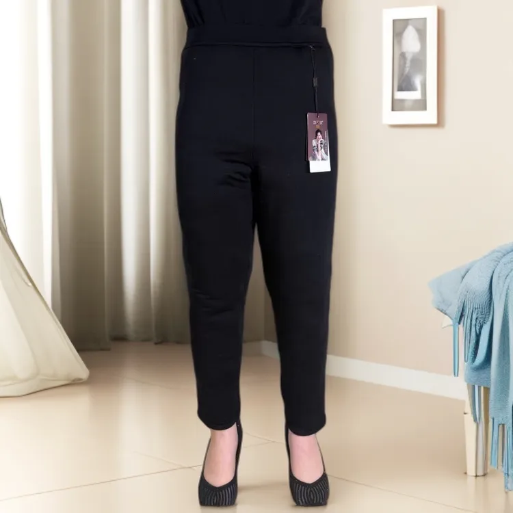 雅鹿黑美人面料特厚绵羊毛冬季保暖中老年百搭贴身柔软高弹力棉裤