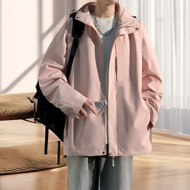 时尚2025年春季新款休闲连帽夹克男士潮流帅气简约外套薄款户外