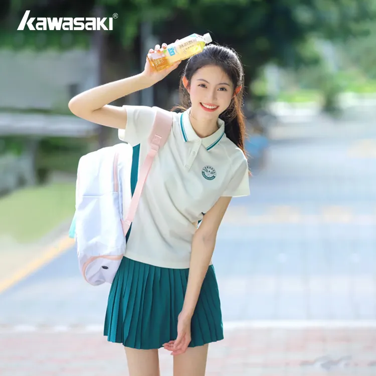 kawasaki/川崎羽毛球服网球服复古学院运动短袖短裙透气速干亲肤