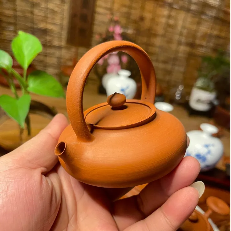 原矿朱泥正宗纯手工手拉壶/急须壶/鸡蛋黄泥料/120-140CC/侧把壶