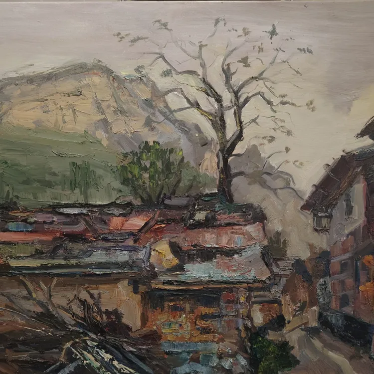 此幅油画原创作品。名称《太行人广家》。布面油画，适合于家居和收藏