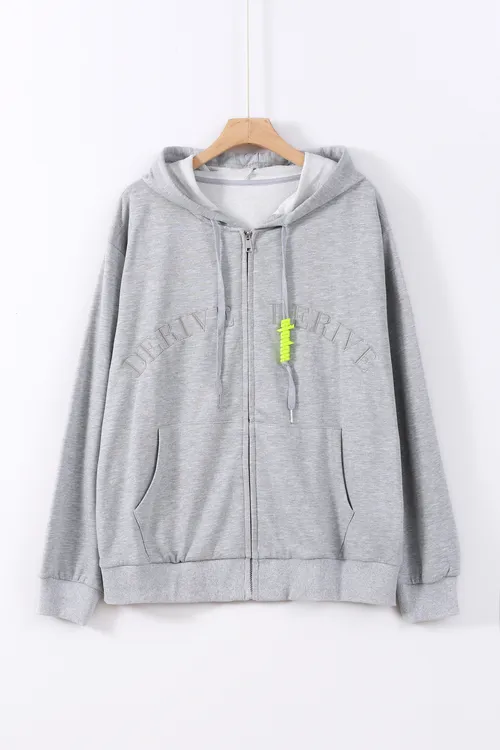 秋冬新款字母刺绣休闲中性风男女同款开衫连帽卫衣 3138