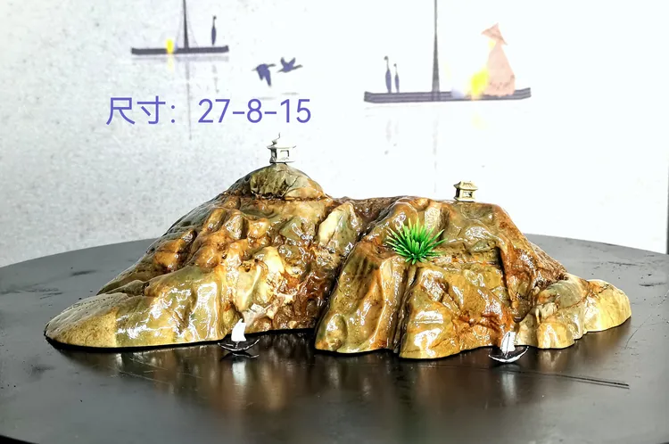 九龙璧华安玉原石天然切底山形景观奇石。