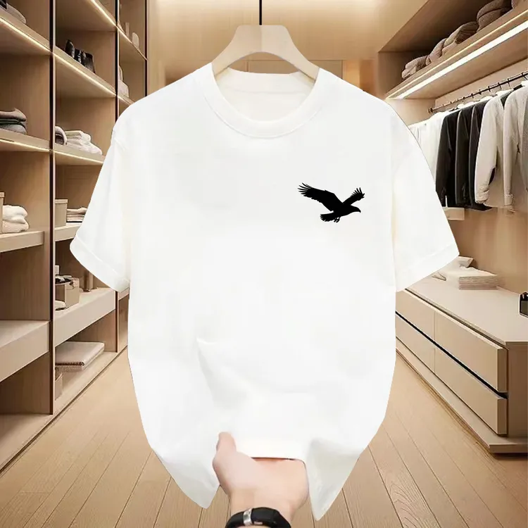 短袖t恤男夏季印花纯棉刺绣体恤男生230g重磅休闲潮流