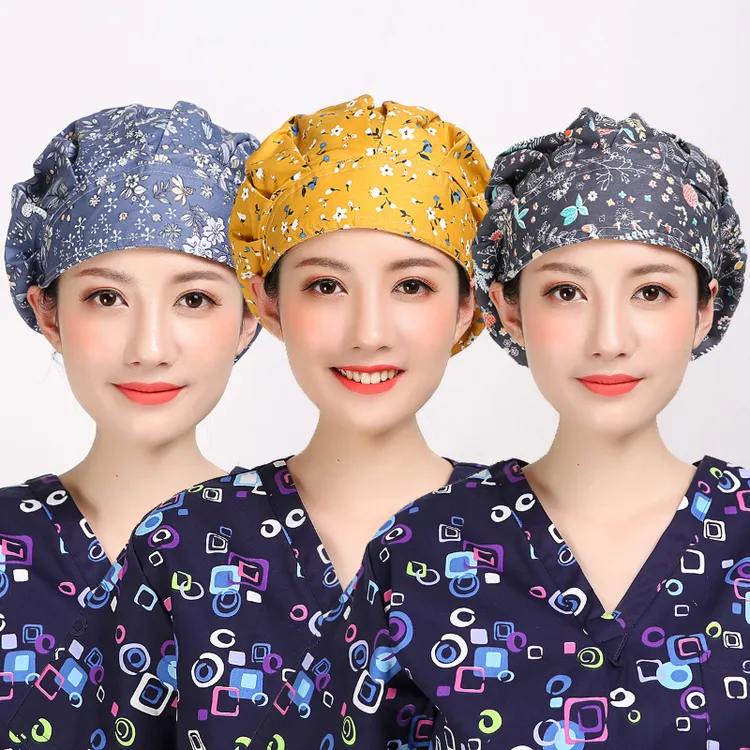 女厨房油烟帽薄款透气印花炒菜做饭餐饮酒店服务员厨师防油污帽子