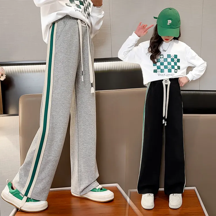 女童裤子春秋款外穿2025新款洋气儿童直筒休闲裤中大童宽松阔腿裤