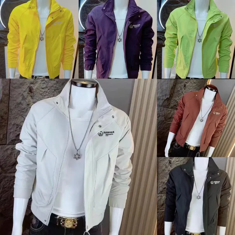 新款韩版立领男士夹克外套时尚潮牌修身夹克春秋季痞帅百搭男外套