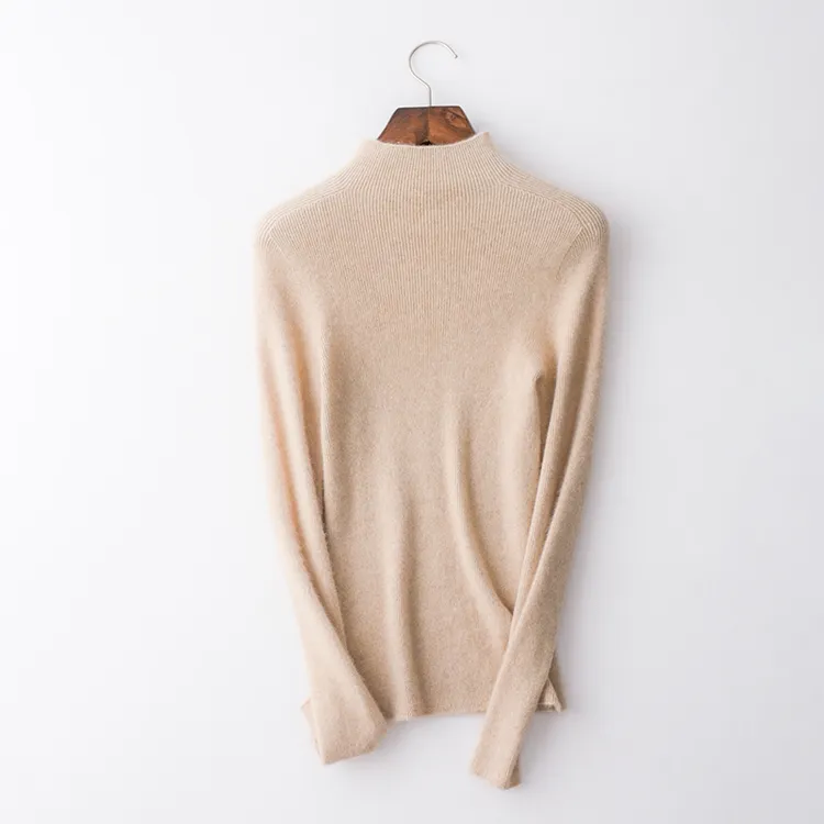 一线成衣无缝半高领紧身羊绒衫短款女毛衣修身针织打底衫秋冬