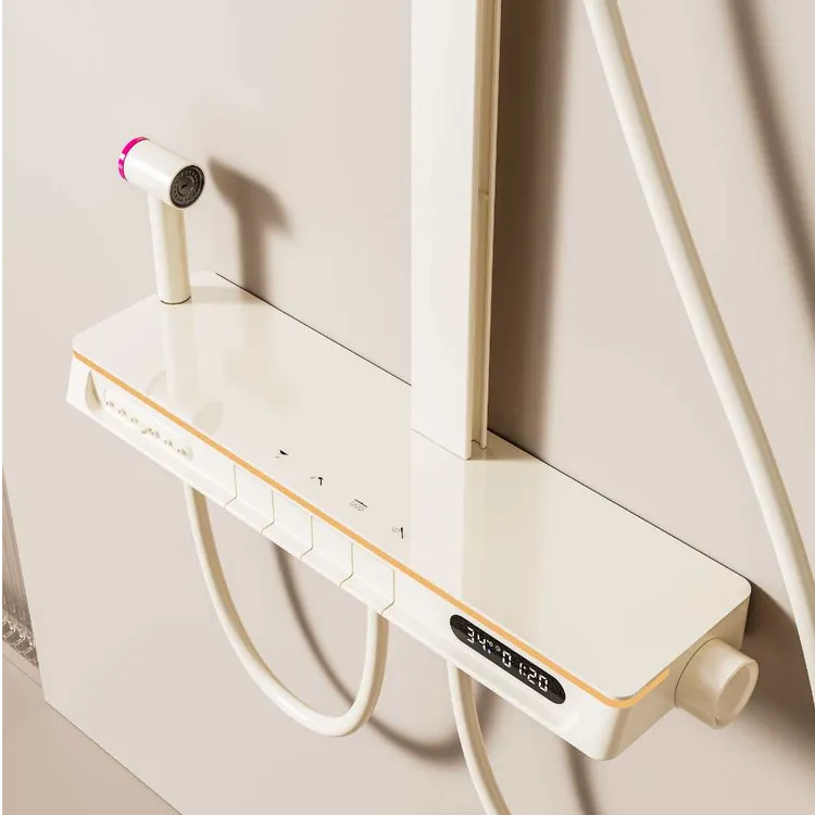 新款智能贴墙恒温纯色氛围灯空气增压按摩淋浴家用花洒淋浴套装