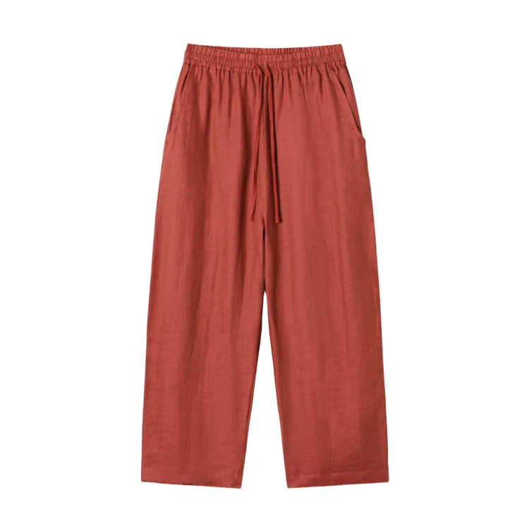 布锦素衣原创色织亚麻春夏秋女士休闲宽松薄款哈伦裤中式复古