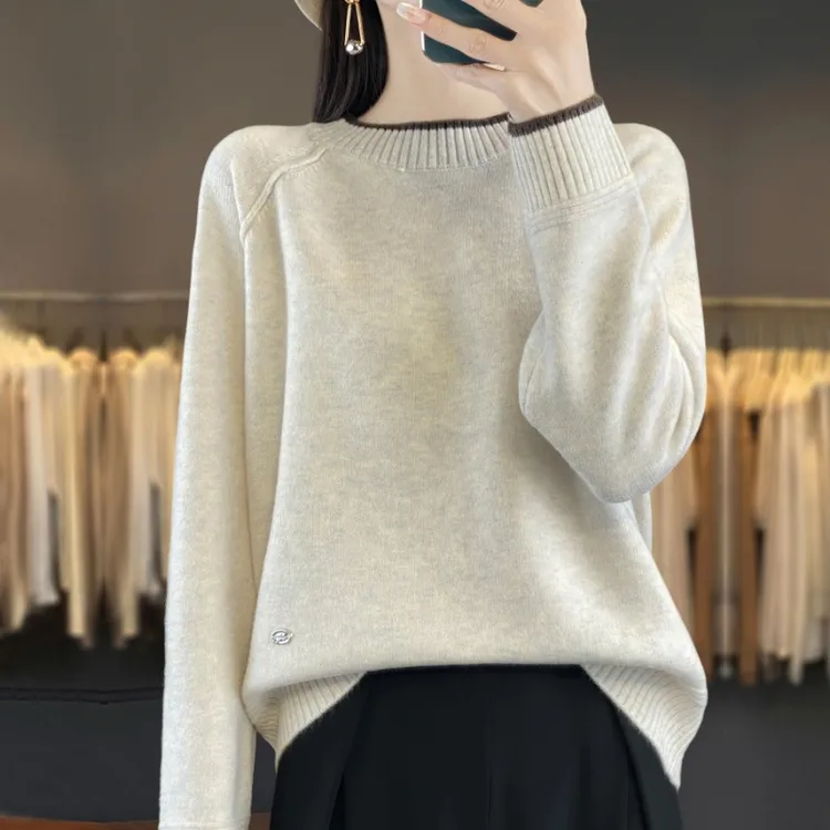 胖mm秋冬大码圆领毛衣女2025新款遮肚子内搭可外穿针织打底羊毛衫