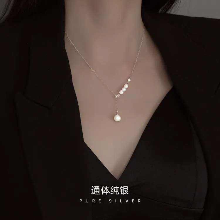 流苏项链新款女锁骨链仿珍珠吊坠颈链小众轻奢春夏潮