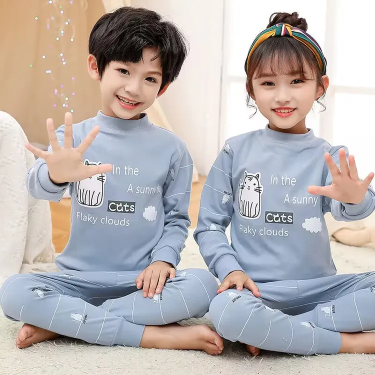 儿童秋衣秋裤套装全棉男女童纯棉内衣宝宝中大童棉毛衫中领打底衫