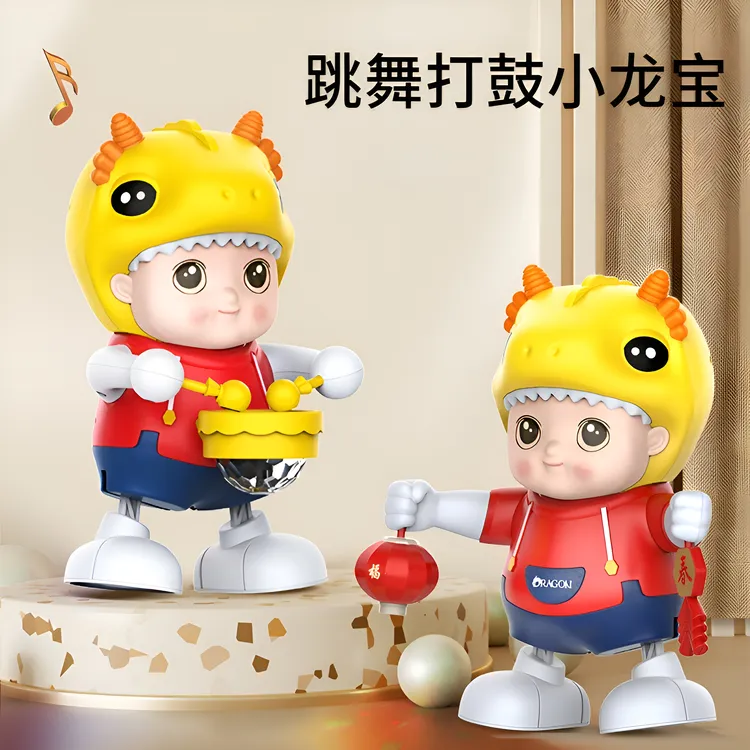 唱歌跳舞打鼓小龙宝婴幼儿宝宝抬头训练电动玩具益智动感可爱玩具