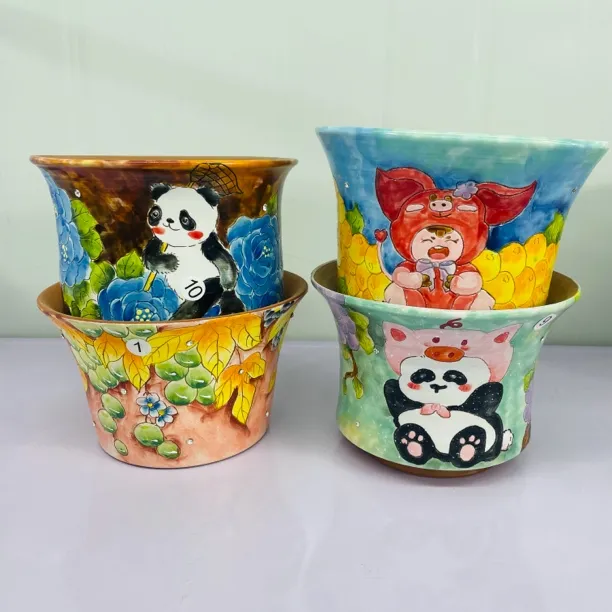 景德镇手绘16-18口万象花盆，一个包邮，红陶材质，透气好，纯手工盆