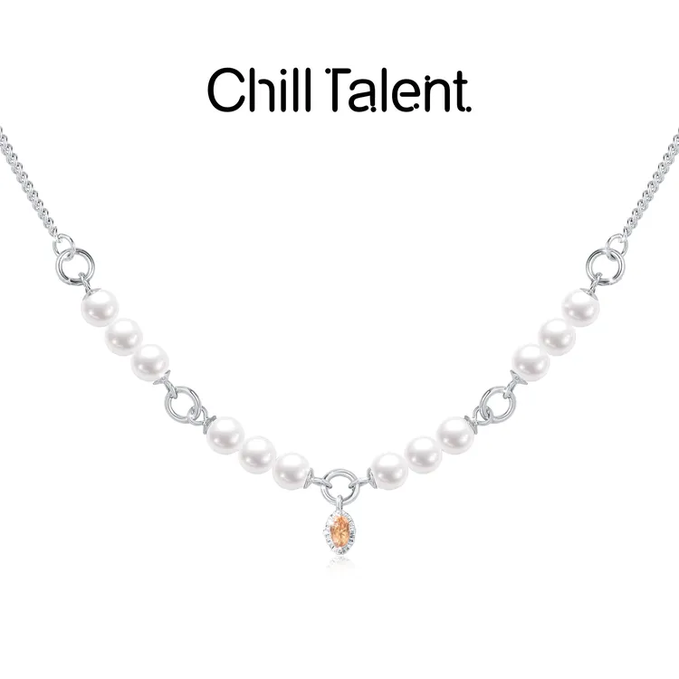 chill talent 铜合金仿珍珠项链 【明星同款】落日粼光轻奢简约