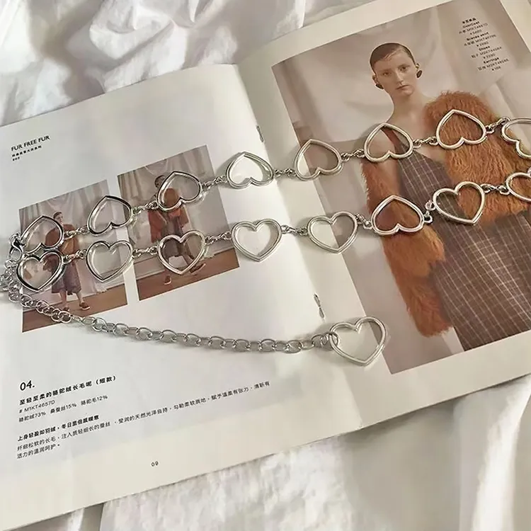 爱心腰链腰带女小香风百搭冷淡风潮个性装饰裤链简约时尚嘻哈金属