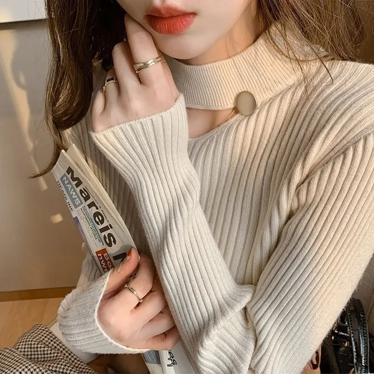 法式减龄复古淑女针织衫上衣长袖修身显瘦新款时尚拍照潮流休闲服