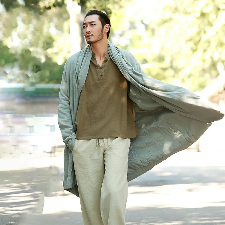 楠中国风唐装男装棉衣男加厚中长款棉袄中年外套棉服保暖大衣雁霜