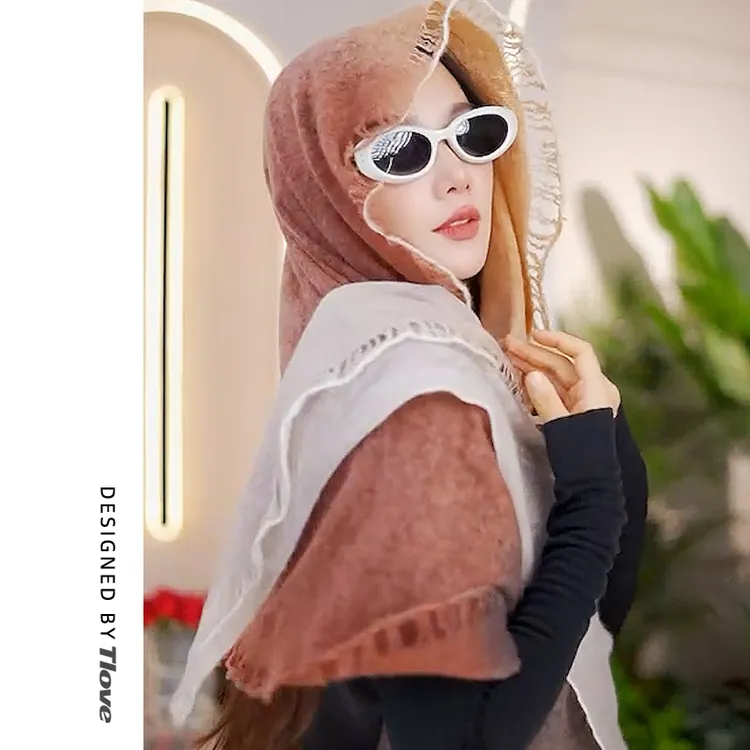 5989时尚百搭新品围巾长款气质女士羊绒披肩70cm*180cm