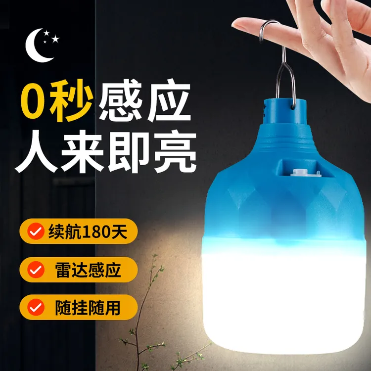 雷达人体感应充电式楼道走廊过道灯厕所入户免布线不插电led灯泡
