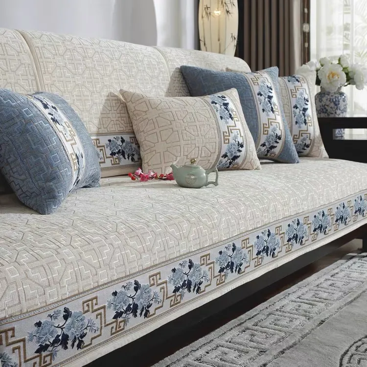 沙发垫布艺加厚高档新中式防滑简约全盖靠背巾棉麻定做尺寸雪尼尔