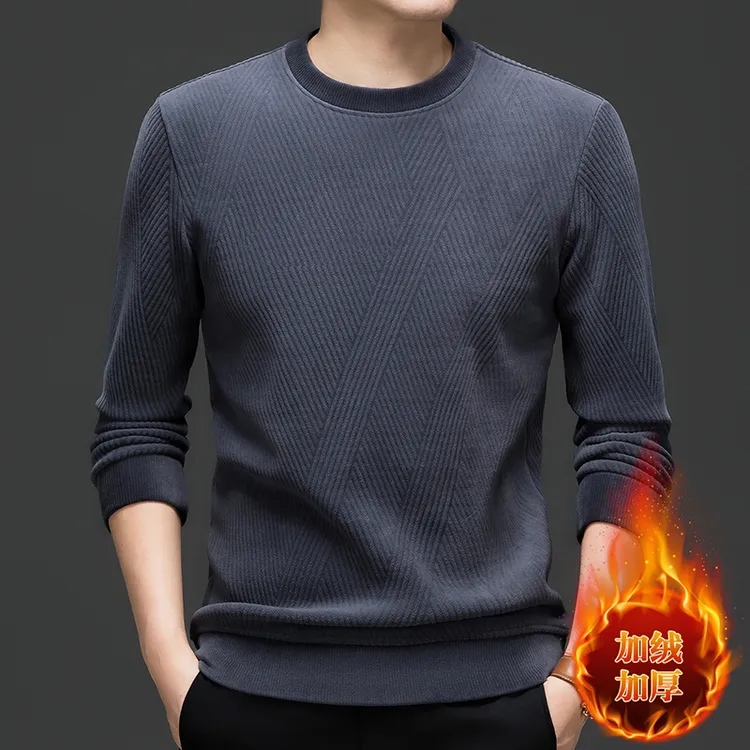 宽松型套头圆领男装卫衣套头2024年冬季加绒