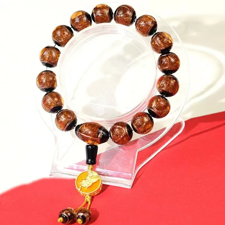 非金属珐琅手链 金沙聚福黄色古法金琉璃手链百搭单圈民族风女款