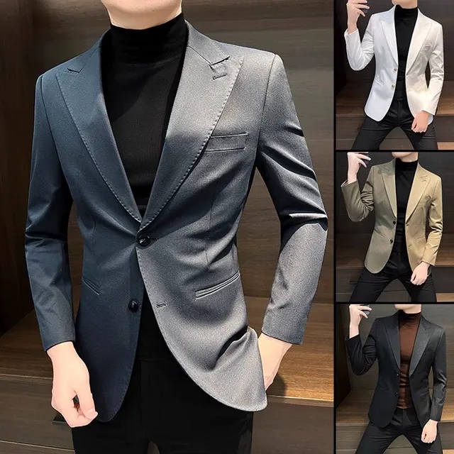戗驳领男士西装外套春秋高级感痞帅风2025新款商务休闲小西服男款
