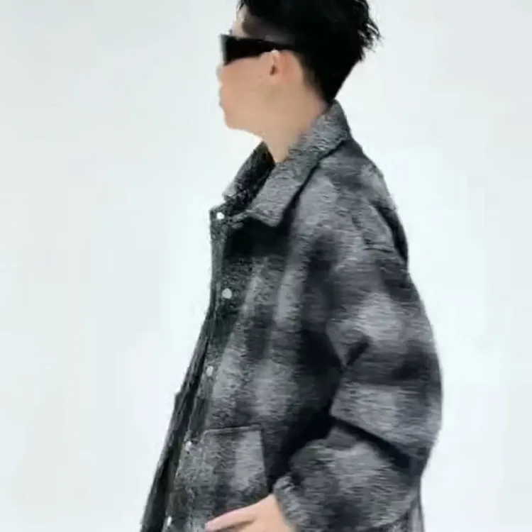 保暖水洗男毛呢夹克极简风加厚外套单排扣帅气格子