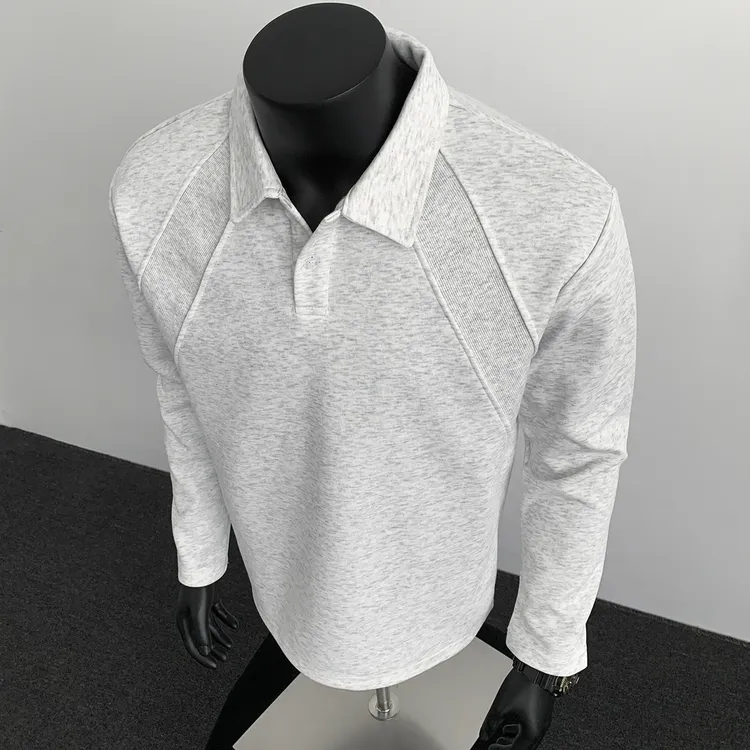 曼巴棉美式polo衫卫衣男春秋boxy版型短款翻领长袖t恤美式打底衫
