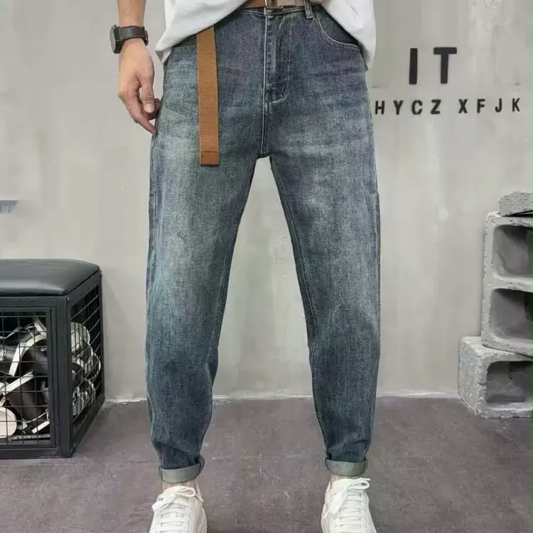 【小璐优选】秋季男士土耳其牛仔蓝微锥小直筒牛仔裤弹力时尚百搭