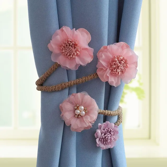 新树枝花创意窗帘绑带一对装可爱窗帘扣环绑饰收拢绑绳扎束带装饰