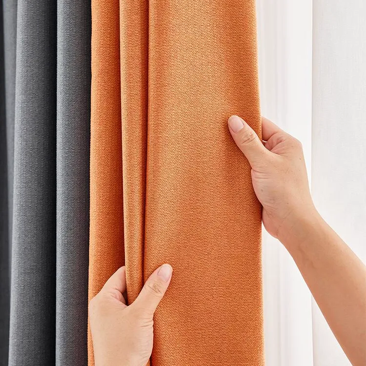 新款窗帘全遮光特厚双面生态麻静音拼色窗帘卧室遮光大气客厅隔热