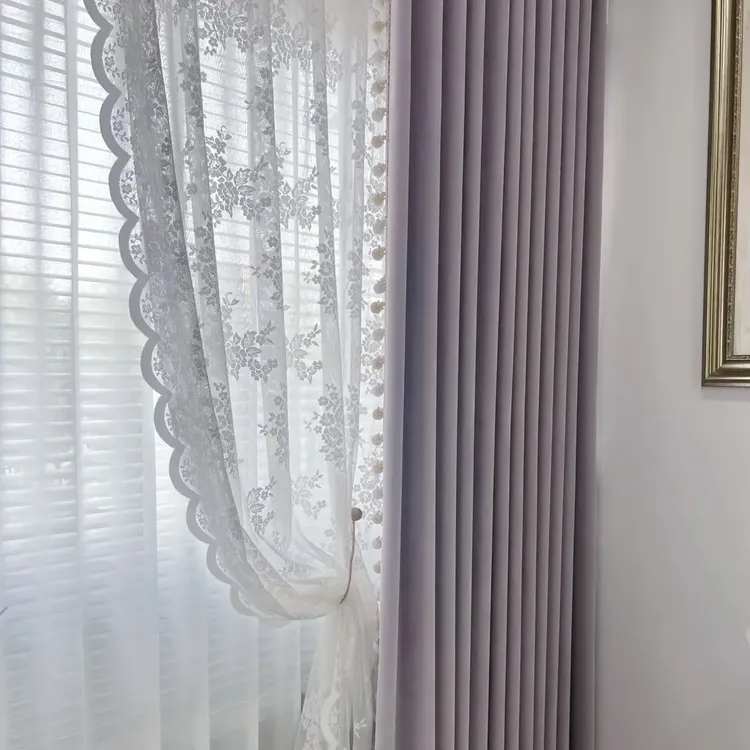 法式紫色高端遮光窗帘适用于卧室客厅新款