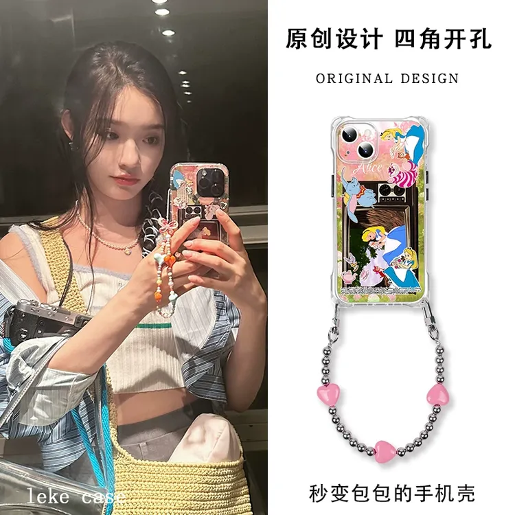 林允同款列适用于苹果13456华为荣耀vivoOPPO手机壳挂绳款女款diy