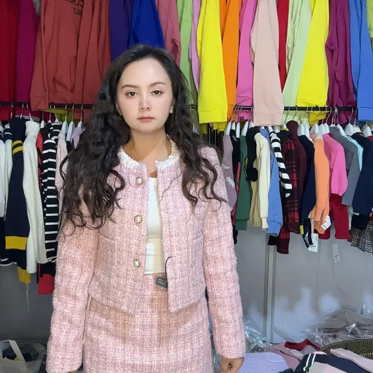 法式小香风套装女名媛风收腰显瘦气质翻领拼色粗花呢时尚两件套