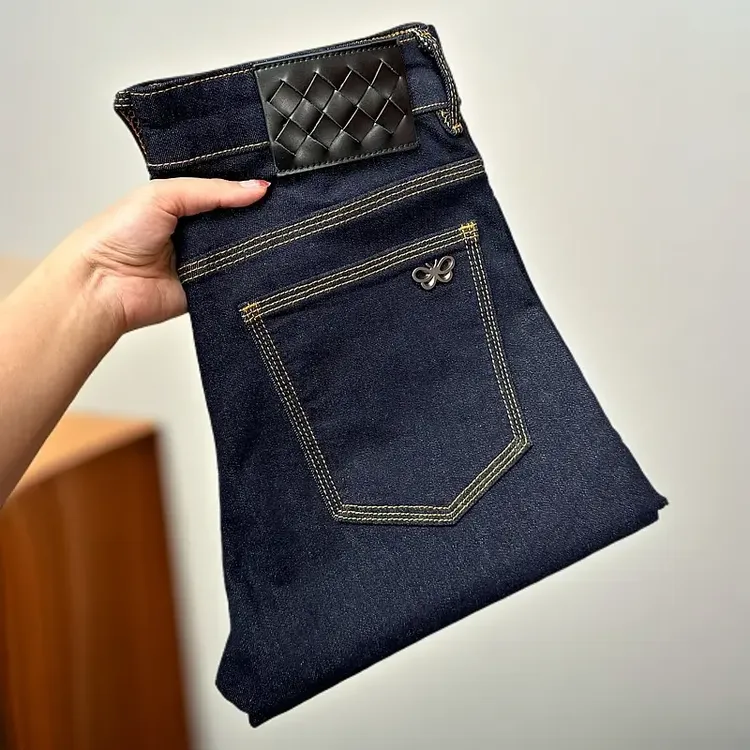 三本针不掉色新款牛仔裤男高端纯弹力定制薄款原色百搭高档男士