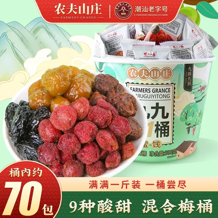 农夫山庄9种混合口味500g梅桶杨梅话梅果脯蜜饯独立小包装全家桶