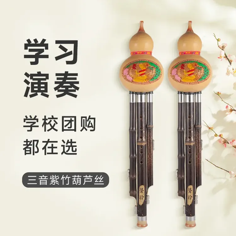声聆葫芦丝乐器小学生专用C调降B调成人初学者天然紫竹新手葫芦丝
