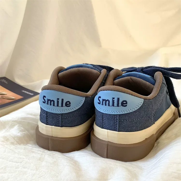 复古蓝色厚底板鞋女2025春季新款ins百搭小众设计感运动休闲鞋子