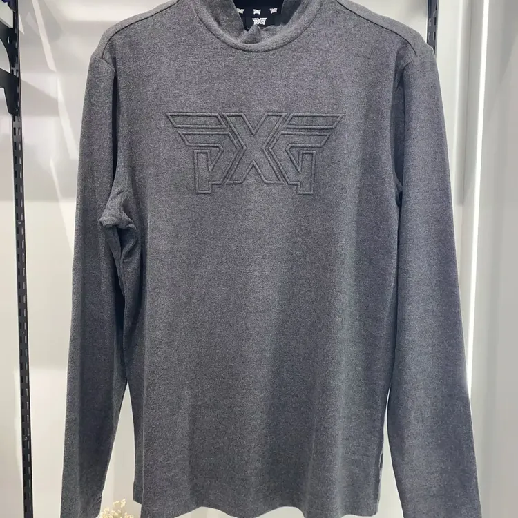 男士秋冬新款高尔夫加绒长袖圆领保暖修身户外运动打底衫