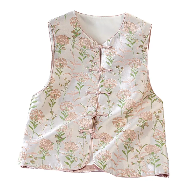 【欧若风】她池2025春季新款女装圆领新中式国风短款马甲T51B0198J