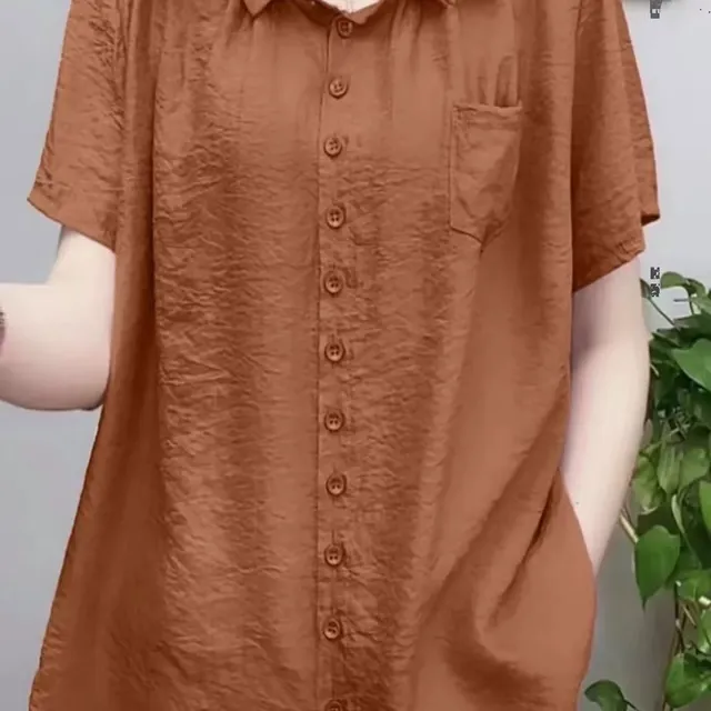 胖mm加肥加大码衬衫上衣女夏季新款宽松遮肚子老年人短袖女打底衫