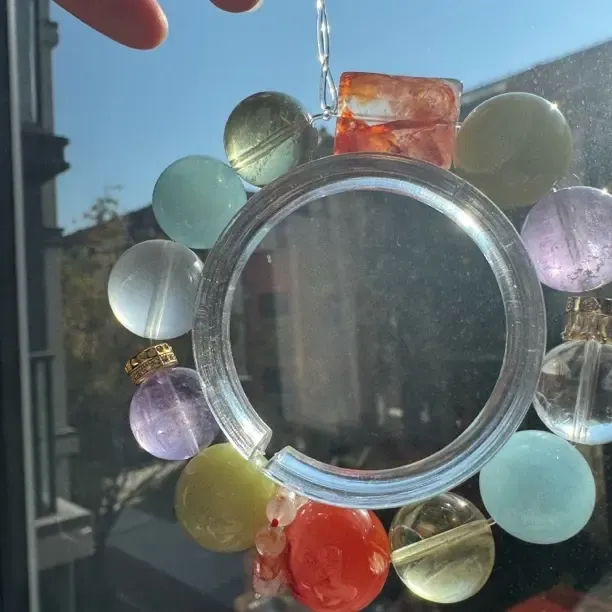 天然水晶海蓝宝岫玉南红多宝调色盘手串16mm