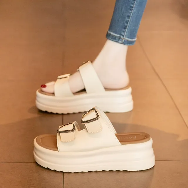 法式厚底增高凉拖鞋女夏外穿2025新款百搭休闲凉鞋孕妇沙滩一字拖