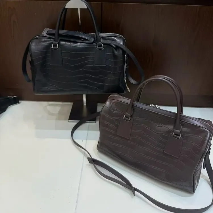 A12拉链单根朋克风圆形鳄鱼纹手提奢公文包手包