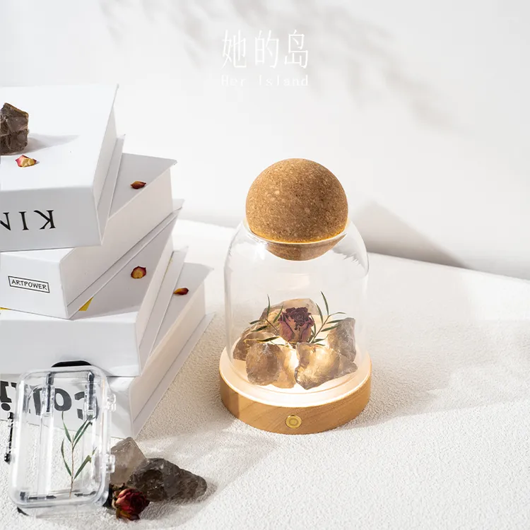 她的岛捕光系列-原创设计-玫瑰少年创意轻奢氛围精油晶石香薰夜灯