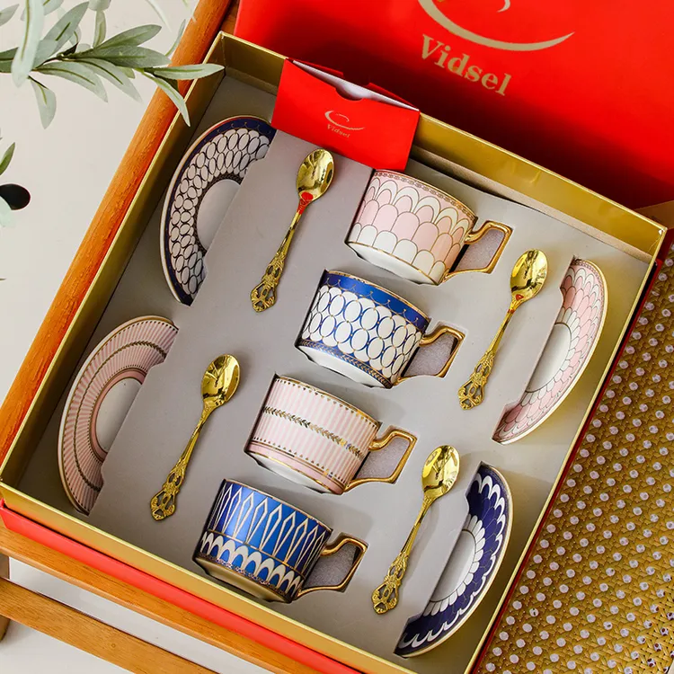 欧式咖啡杯子高档轻奢杯碟伴手礼盒装高级感陶瓷下午茶具套装